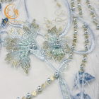 排他的な花嫁3D刺繍は羽と生地135cmの幅を編んだひもで締める