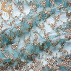 婚礼衣裳のためのスパンコールがついた独特なレースの生地135cmの幅3Dの刺繍