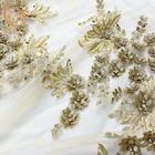 金のラインストーンの花嫁のレースの生地ポリエステル装飾55インチの幅