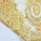 レースのトリムの重いハンドメイドの多彩な刺繍に玉を付ける花嫁の装飾