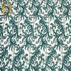 玉を付けられるの緑のハンドメイドの服の生地のテュルの刺繍のラインストーン