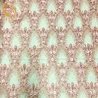 ピンク3D花はウェディング ドレスのためのレースの生地を刺繍した