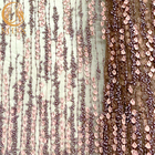 ナイロン網のビーズの刺繍が付いている紫色3D花のレースの生地