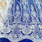 フランス順序のウェディング ドレスのための白い花嫁のスパンコールのレースの生地